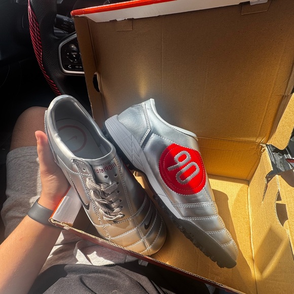 Stylish Silver and Red Sneakers - Picture 1 of 1